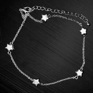 Five Star Motif Bracelet in Sterling Silver, North Star Bracelet, Sunburst Star